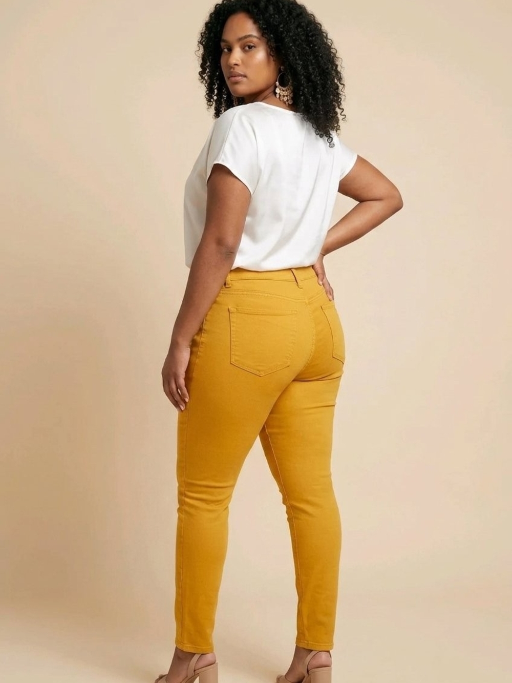 St. John’s Bay Women’s Size 12 Mustard Yellow Skinny Jeans Stretch Pants - Picture 2 of 5